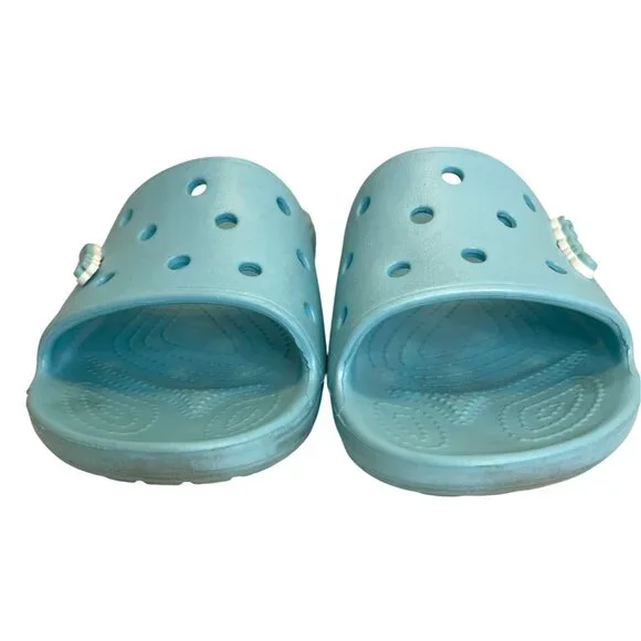 Crocs Classic Comfort Sandals Slip-On Flat Slide Blue Water Beach Shoe Size 10 - Picture 3 of 14